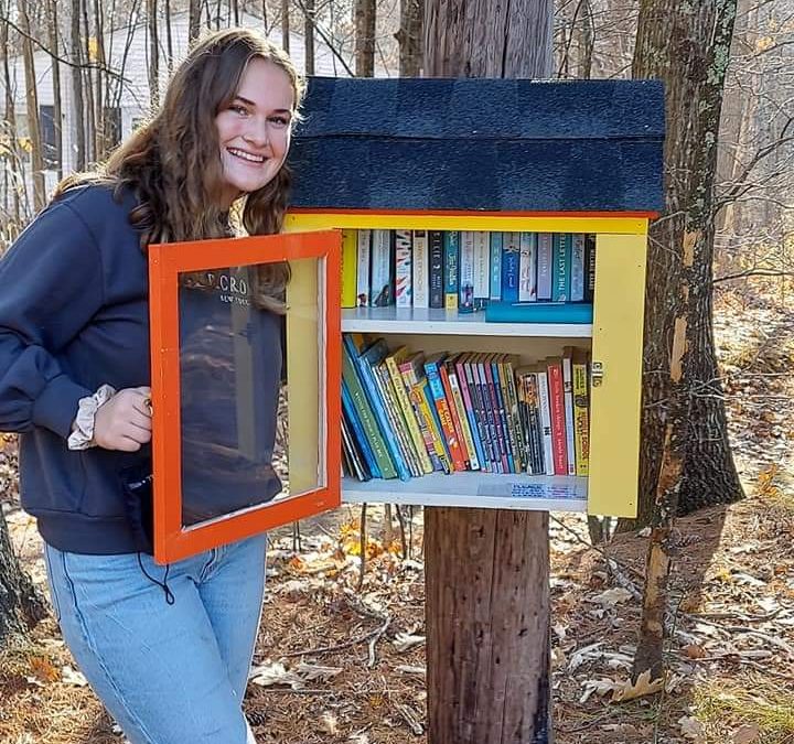 Trees and books come together on Pooh Trail in Barrington.